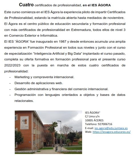 Nota de prensa Certificados de Profesionalidad 001